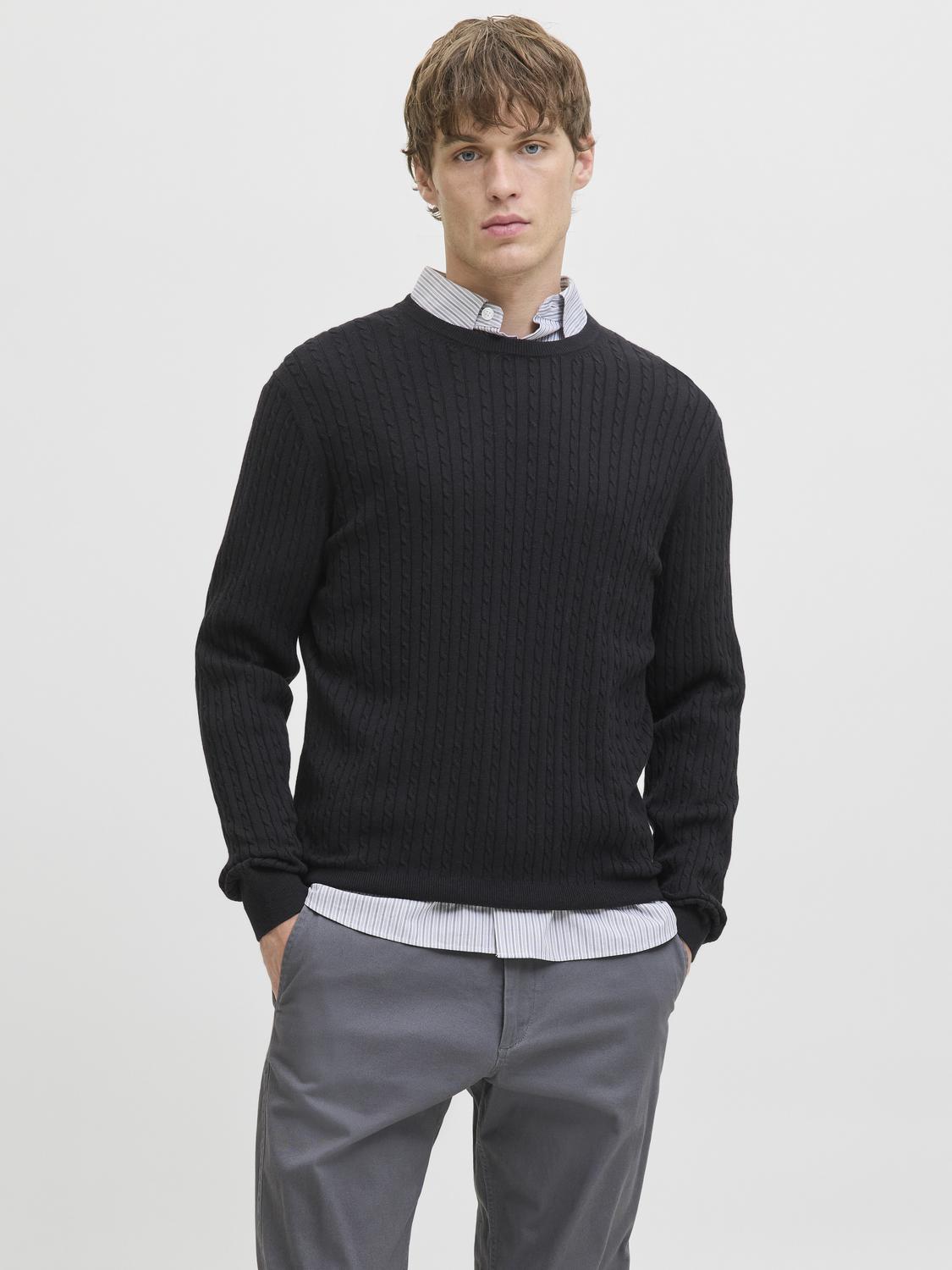 JJEEMIL CABLE KNIT CREW NECK